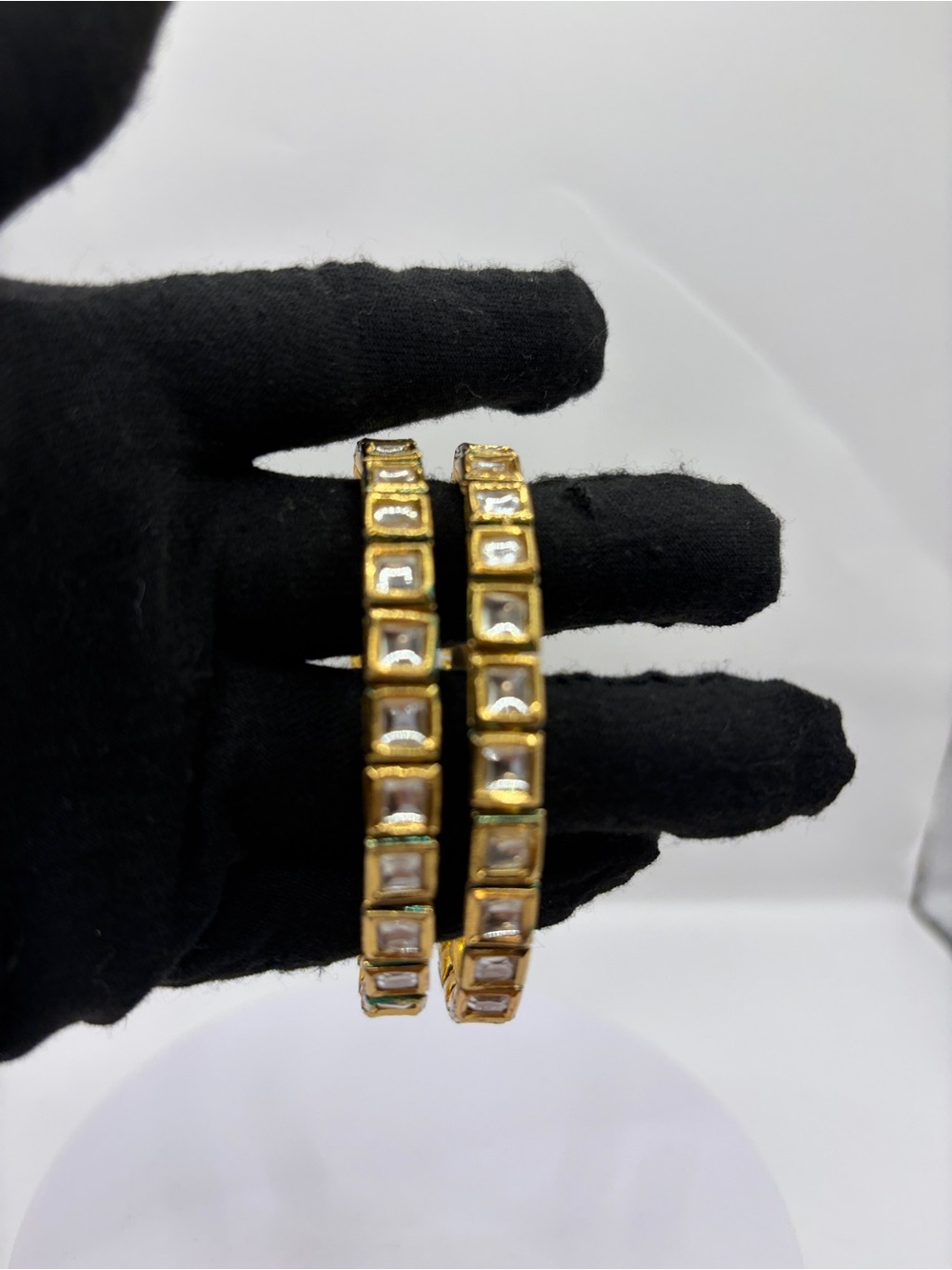 Kundan Gold Polish Crystal Stone Bangles Women Jewelry